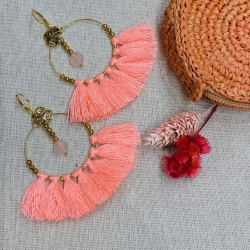 BOUCLES D'OREILLES COCOLOIZO POMPON ROSE