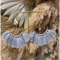 BOUCLES D'OREILLES COCOLOIZO POMPON GRIS