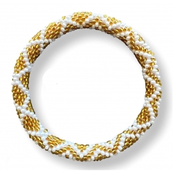 BRACELET NÉPALAIS OR BLANC D04