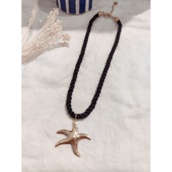 COLLIER ETOILE DE MER CORDE NOIRE