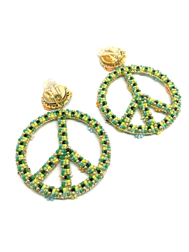 boucles d'oreilles hypnochic peace flower en forme de peace&love coloré