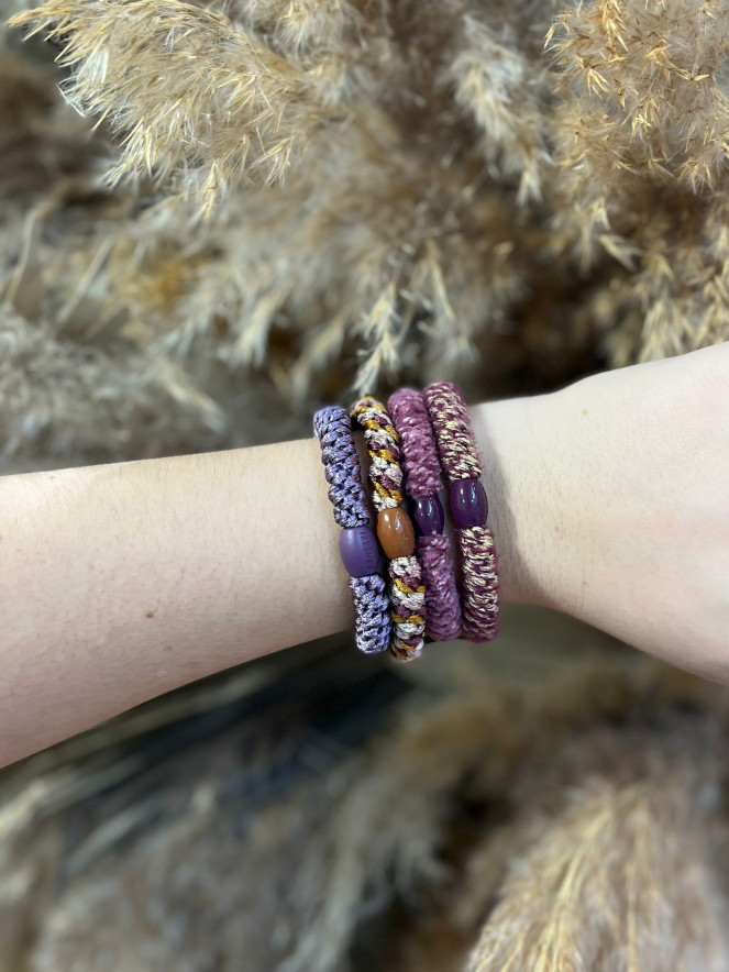 BRACELET CHOUCHOU KKNEKKI lot de 4 VIOLET